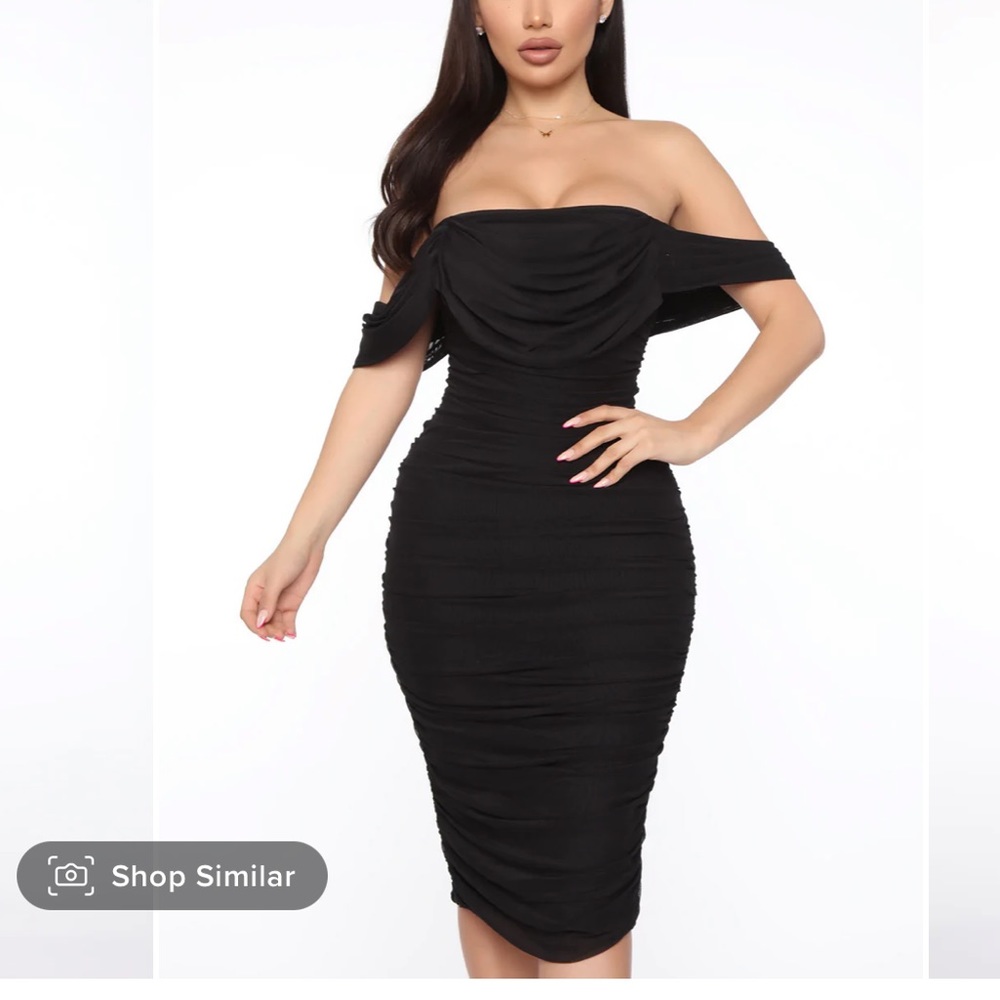 Fashion Nova Bad For The Night Midi Dress Black